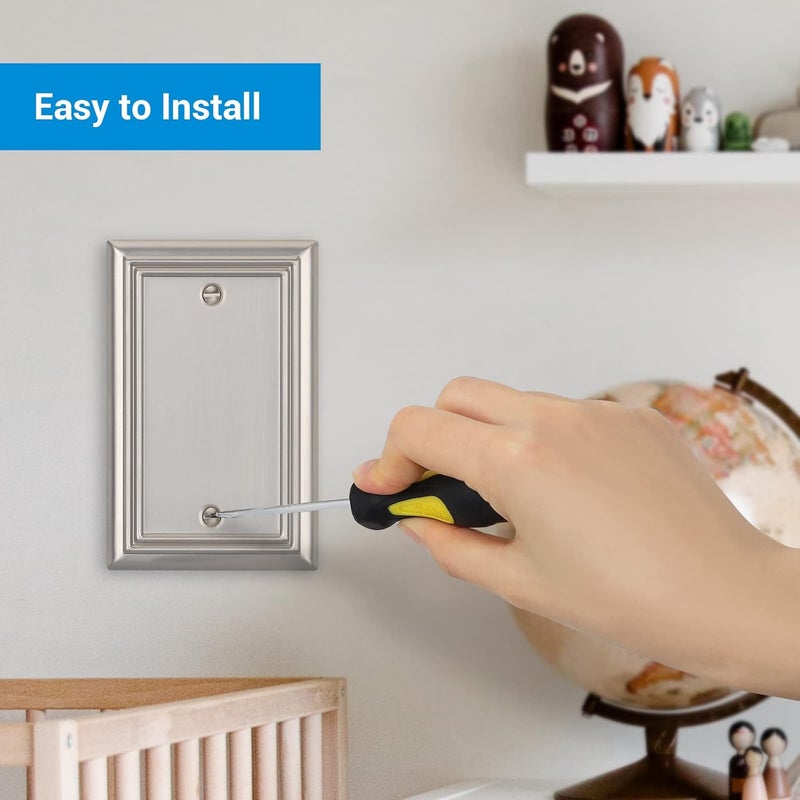 DEWENWILS 4-Pack Blank Wallplates, Brushed Nickel Outlet Cover, Stanless Steel - Image 3